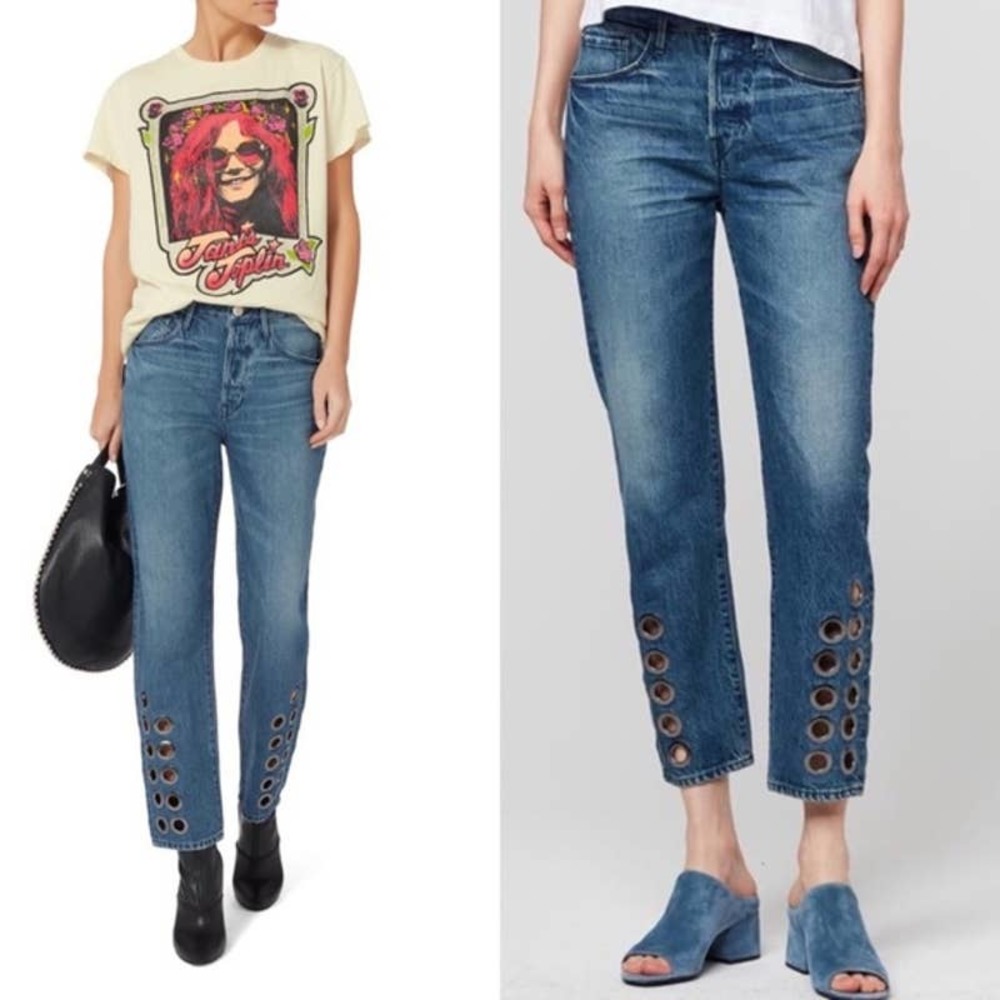 3x1 W3 Hollow Higher Ground Grommet Boyfriend Crop Dita Jeans $365 Size 23